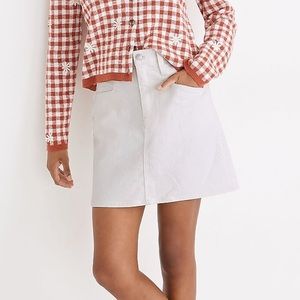 Madewell Heritage Denim Straight Mini Skirt in Tile White: Yoke-Pocket Edition